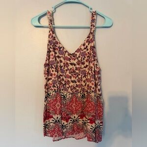 Maurices Cream Floral Paisley V-Neck Tank
